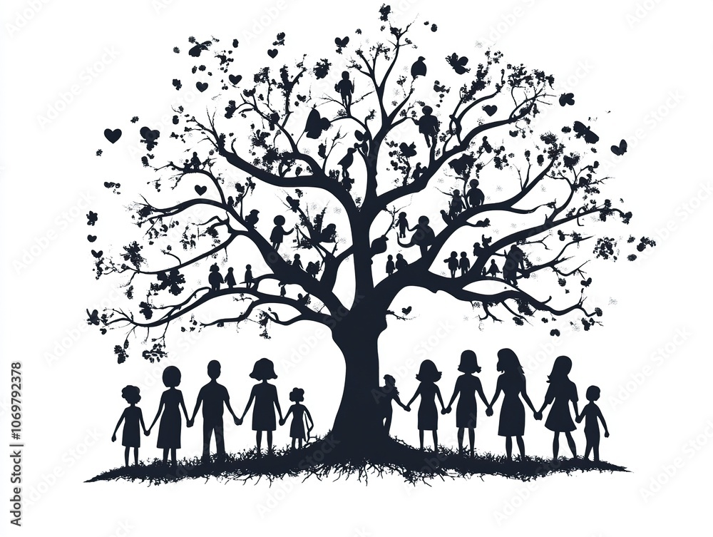 A design for a family reunion shirt on a white background. Many family members.generative ai A design for a family reunion shirt on a white background. Many family members.generative ai