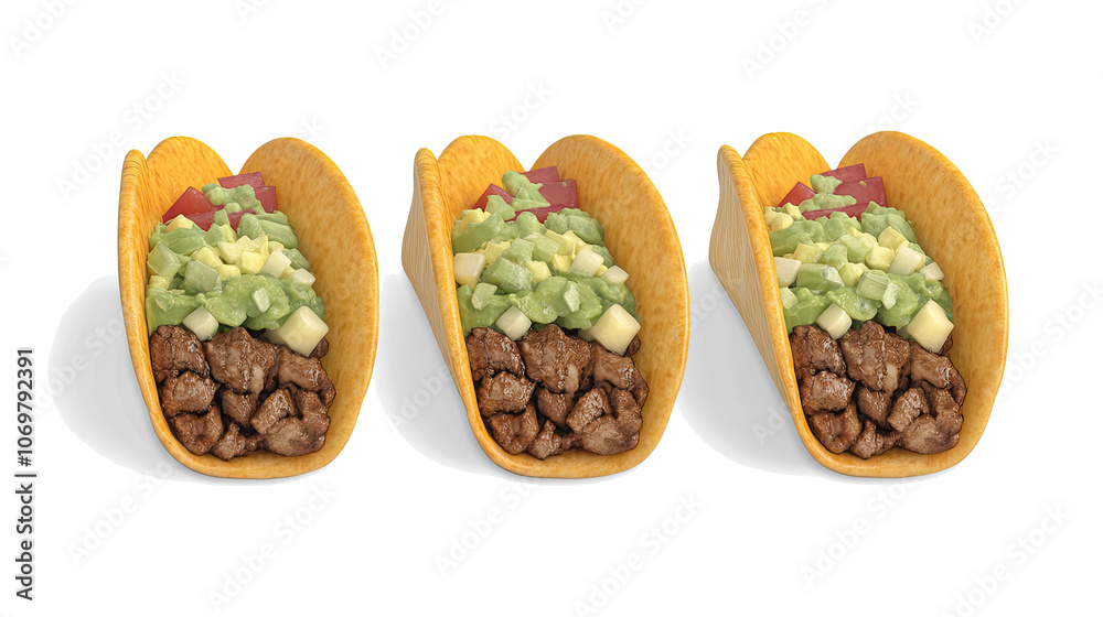 Cartoon Style Tacos With Fresh Toppings on a Transparent Background Generative AI