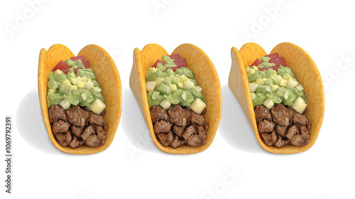 Obraz na płótnie Cartoon Style Tacos With Fresh Toppings on a Transparent Background Generative AI w salonie