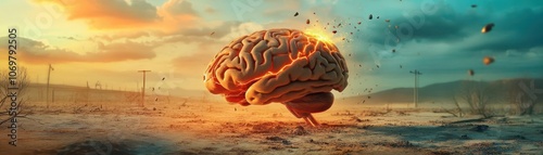 A cracked brain being repaired by golden light, symbolizing healing from mental health challenges