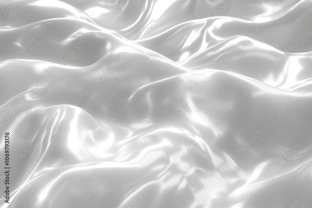 Fototapeta premium Elegant White Silk Fabric Texture Draped Waves Luxury Background