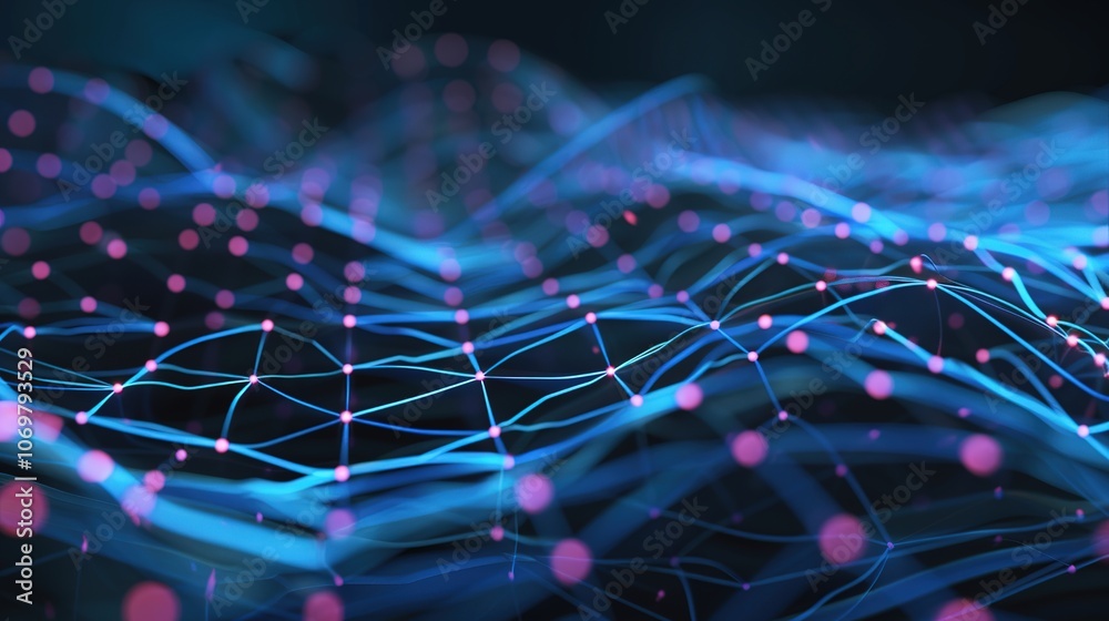 Obraz premium Glowing Technology Grid Lines - a modern and futuristic visual. The glowing grid lines against the black background create a sleek and engaging scene.
