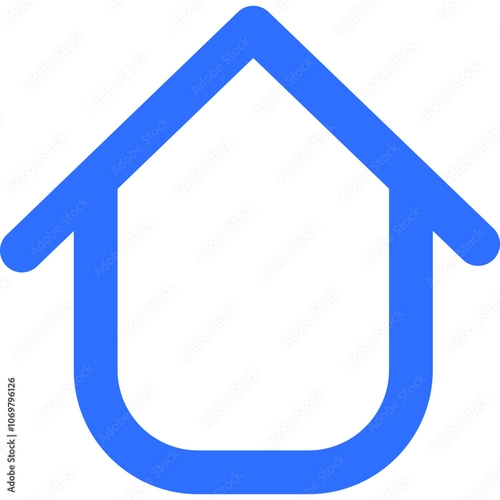A Simple Blue House Icon Designed for Digital Use, Representing Home, Shelter, or Real Estate Concepts in a Modern Style