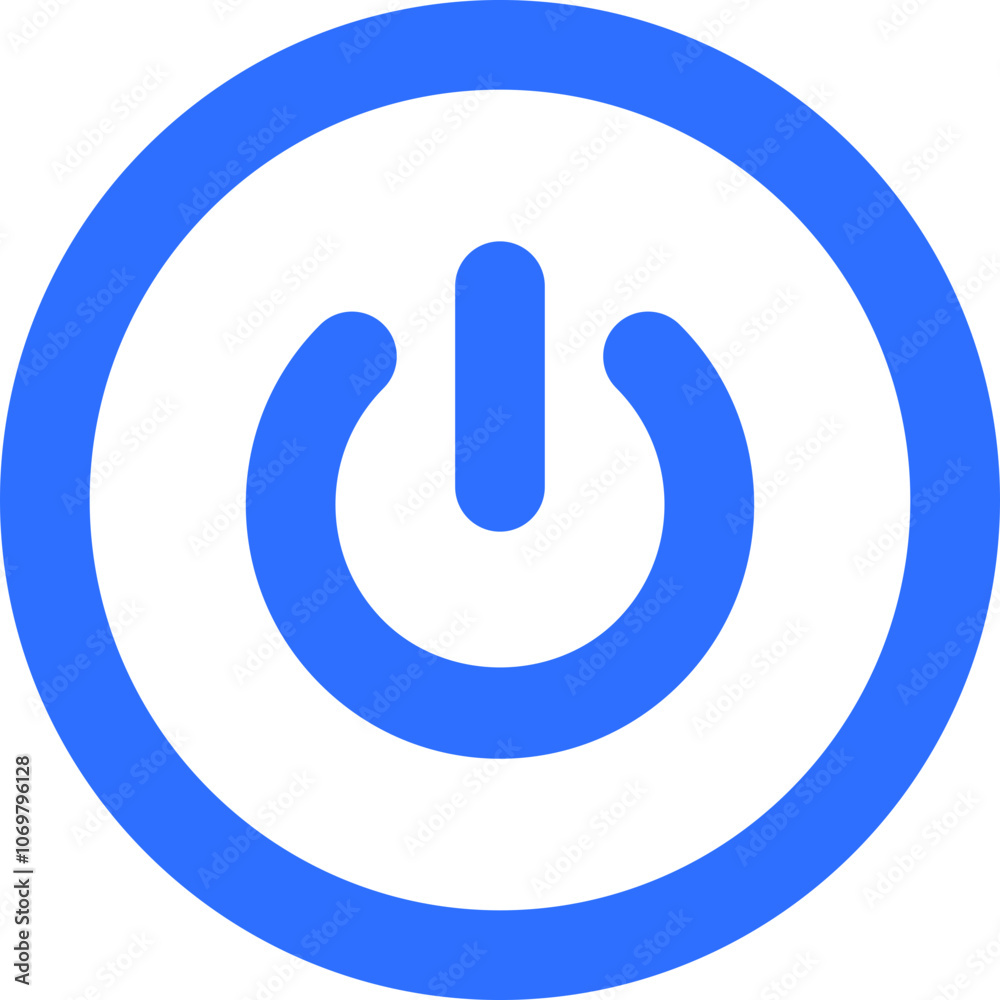 Blue Power Symbol Icon on a White Background Representing Technology and Device Activation Blue Power Symbol Icon on a White Background Representing Technology and Device Activation