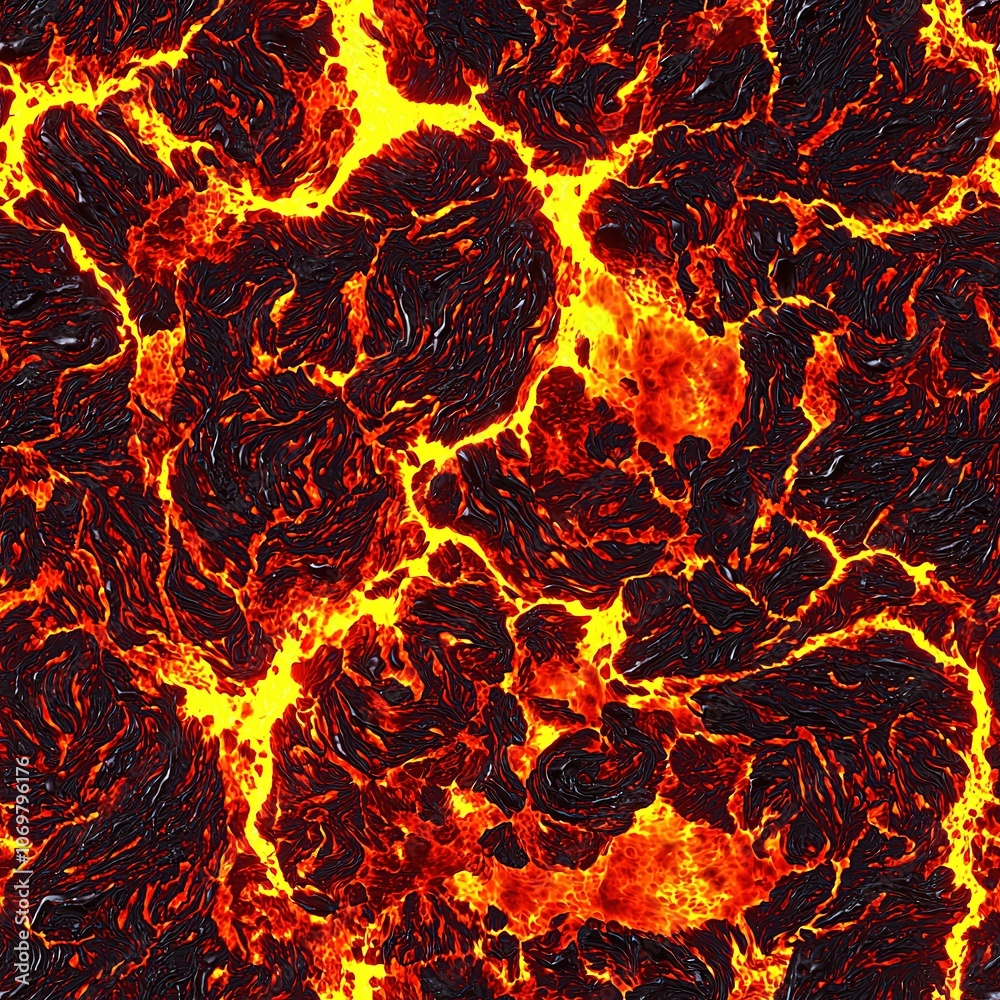 Hot Molten Lava Magma Seamless Pattern Texture