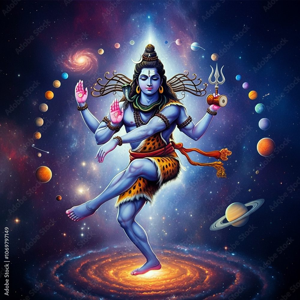 Cosmic image of Lord Shiva as Nataraja, performing the cosmic dance of ...