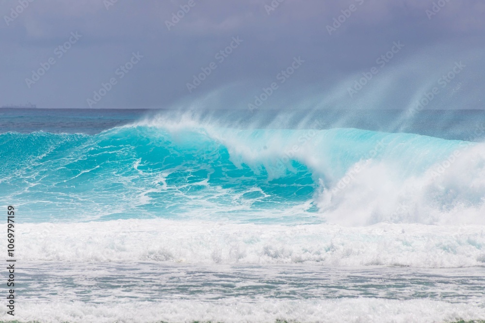 Powerful Ocean Waves Crashing on a Sunny Day Powerful Ocean Waves Crashing on a Sunny Day