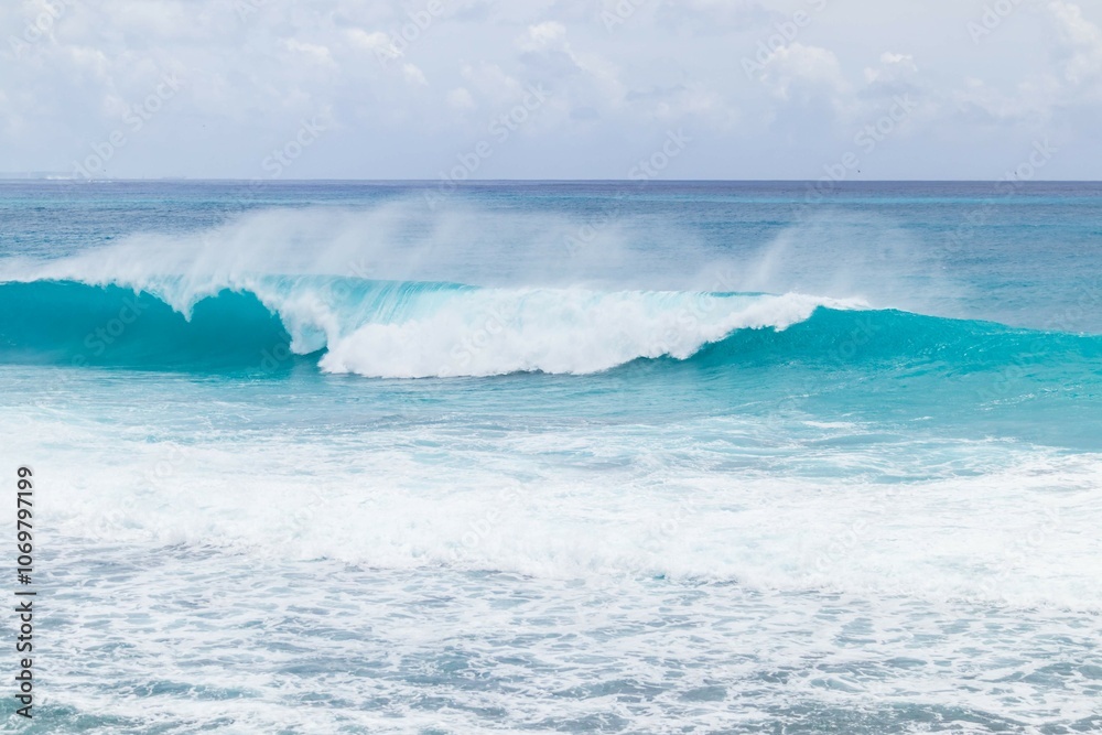 Powerful Ocean Waves Crashing on a Sunny Day Powerful Ocean Waves Crashing on a Sunny Day