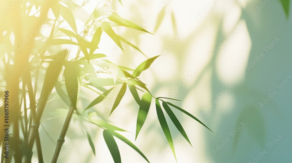 Fototapeta premium Calm bamboo background with soft shadow effect