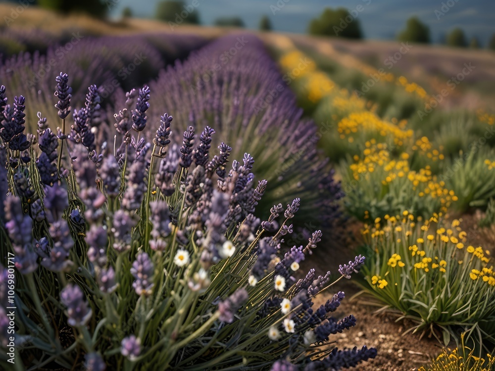 Obraz premium field of flowers,field of lavender,lavender field region,flowers in the garden