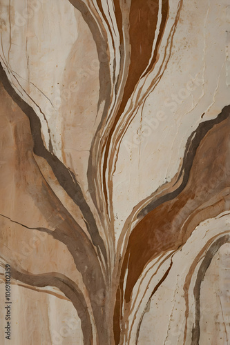 Minimalist abstract art in earthy tones, organic shapes with modern brush strokes, perfect for wall art and interior decor