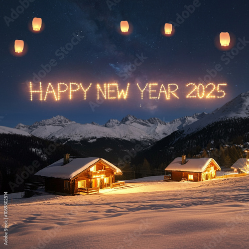 Cozy winter night scene wit...