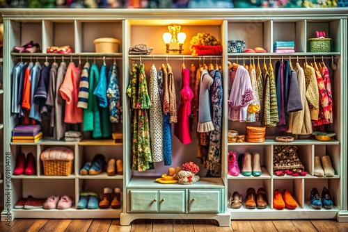 Unique Perspective of a Wardrobe within a Wardrobe: A Tilt-Shift Photography Exploration of Fashion Storage and Organization