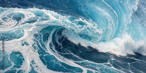 The powerful force of the ocean as a wave curls and breaks, creating a mesmerizing display of turquoise and white photo