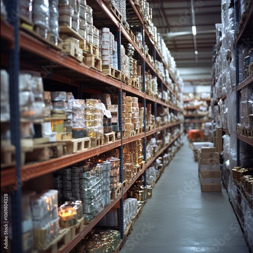 Wallpaper Mural Warehouse Inventory Rows of Packed Goods Storage Shelves Logistics Torontodigital.ca