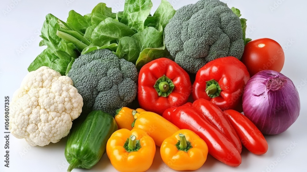 Assortment of fresh vegetables on a light background, perfect for a healthy food theme Assortment of fresh vegetables on a light background, perfect for a healthy food theme
