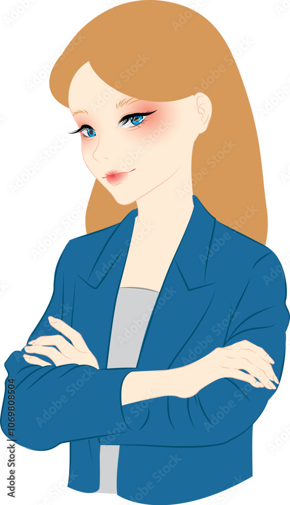 caucasian女性がスーツを着て腕組みをしている caucasian女性がスーツを着て腕組みをしている