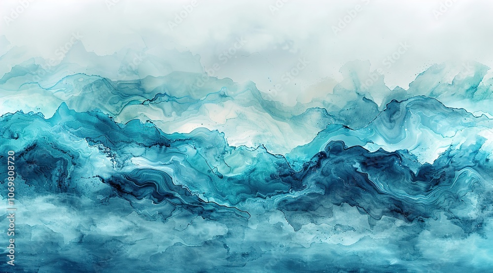 Pastel cyan mint liquid marble watercolor background Pastel cyan mint liquid marble watercolor background
