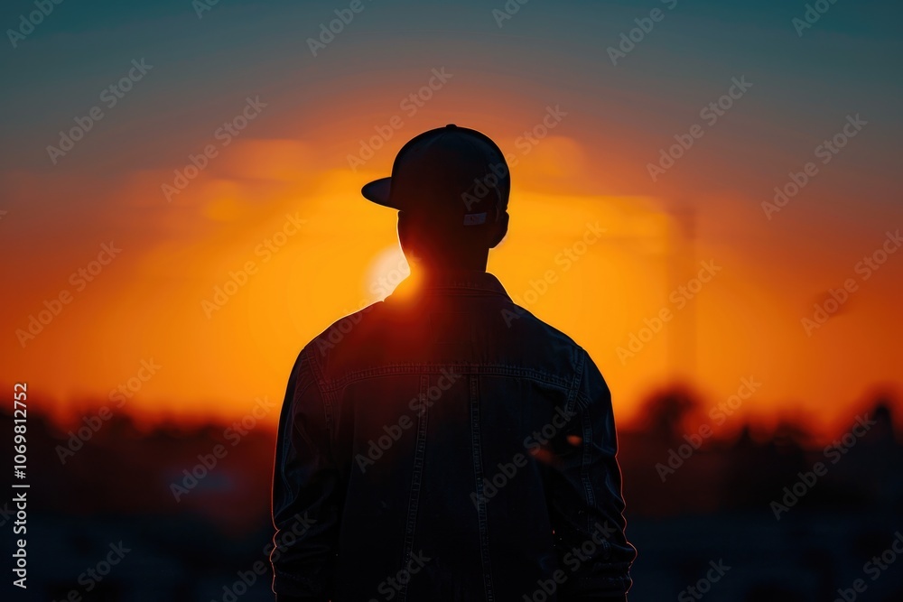 Fototapeta premium Dee jay silhouette back lit