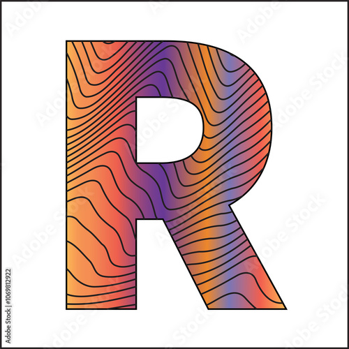 1R Gradient R logo PSD - Letter R - Wavy Warped