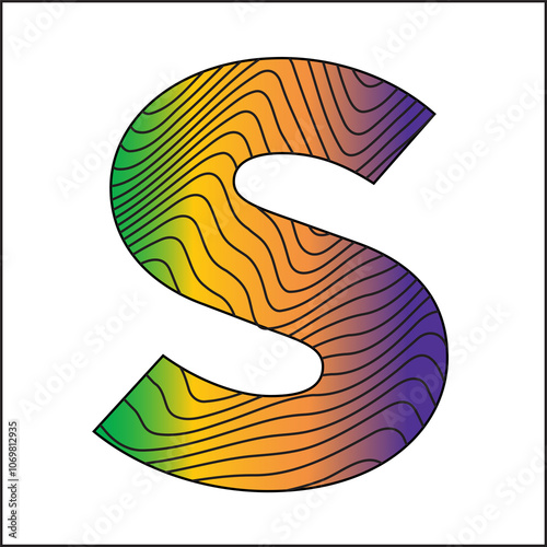 1S Colorful S Logo Design Vectors & Illustration - Letter S - wavy warped text - Gradient S logo