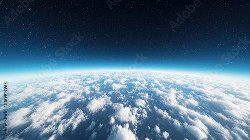 Stunning View of Earth’s Atmosphere with Stars Above and Clouds Below