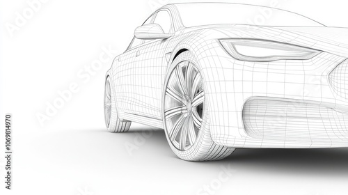 Detailed Wireframe Car Design Illustrating Modern Automotive Engineering Concepts