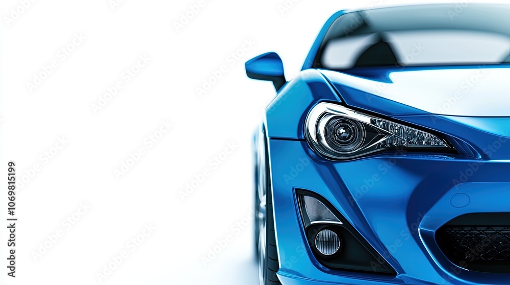 Naklejka premium Sleek Blue Sports Car with Streamlined Design and Modern Features