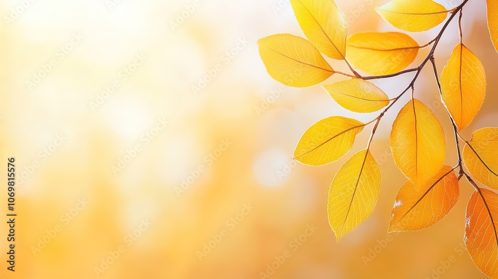 Golden Autumn Leaves Against a Soft Blurred Background of Nature Golden Autumn Leaves Against a Soft Blurred Background of Nature