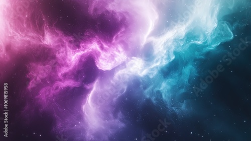 Ethereal Cosmic Nebula with Vibrant Colors and Starry Background