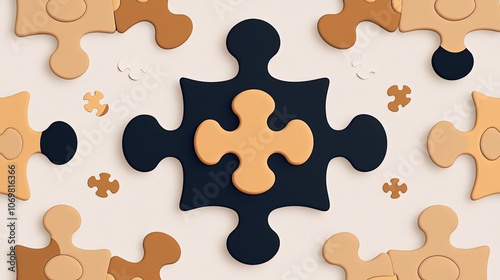 Intricate Arrangement of Colorful Puzzle Pieces on a Neutral Background