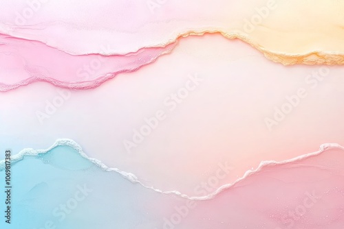 Colorful Marbled Waves: Abstract Acrylic Paint Texture Background with Green and Pink Swirls - Banner Illustration