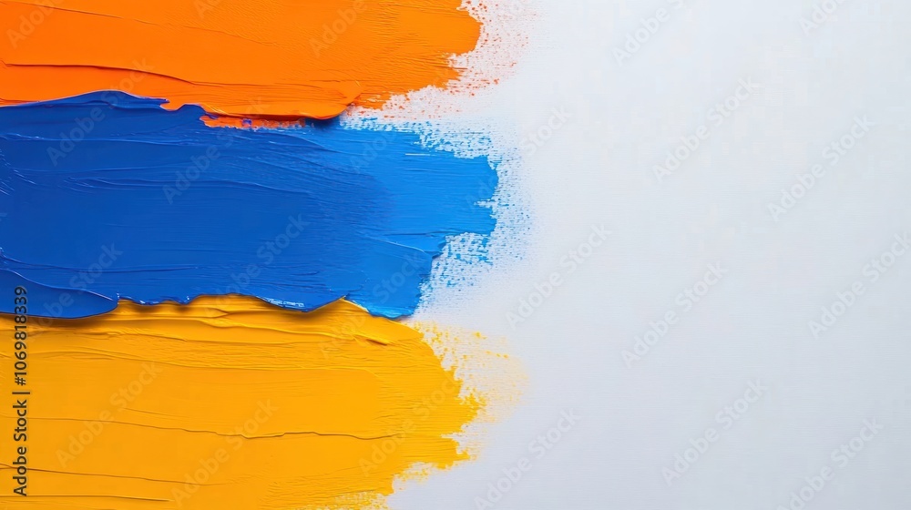 Colorful Complementary Brushstrokes on Canvas Background - Abstract Art Texture with Waves and Pallet Knife - Blue and Orange Oil or Acrylic Painting - Wallpaper or Banner Panorama Colorful Complementary Brushstrokes on Canvas Background - Abstract Art Texture with Waves and Pallet Knife - Blue and Orange Oil or Acrylic Painting - Wallpaper or Banner Panorama