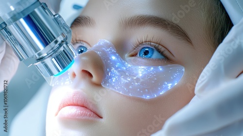 Hydro Gel Mask Application Prior to Laser Treatment by Professional Beautician on Young Woman's Face