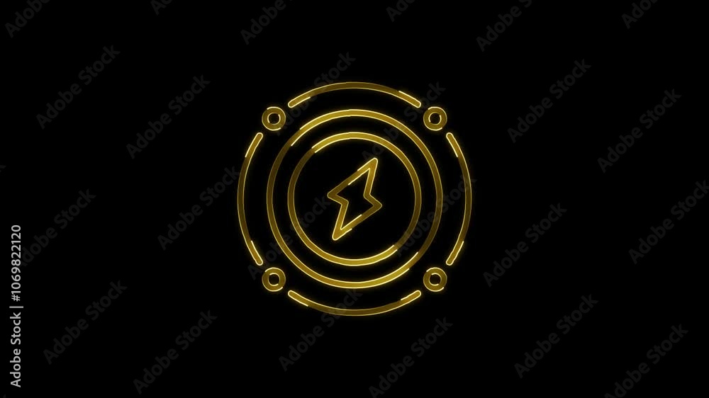 Energy Icon with Lightning Bolt in Glowing Neon Style Energy Icon with Lightning Bolt in Glowing Neon Style