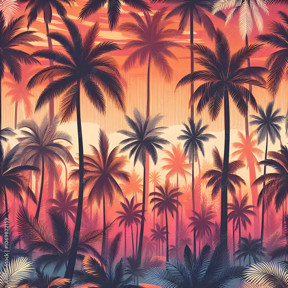 Obraz premium palm trees in the night