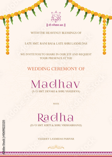Indian wedding invitation template