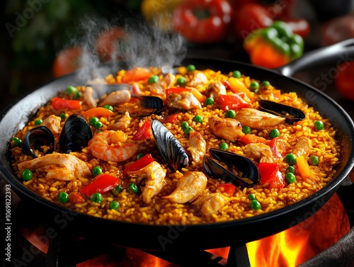 Ultrahyperrealistic paella valenciana   A large photo