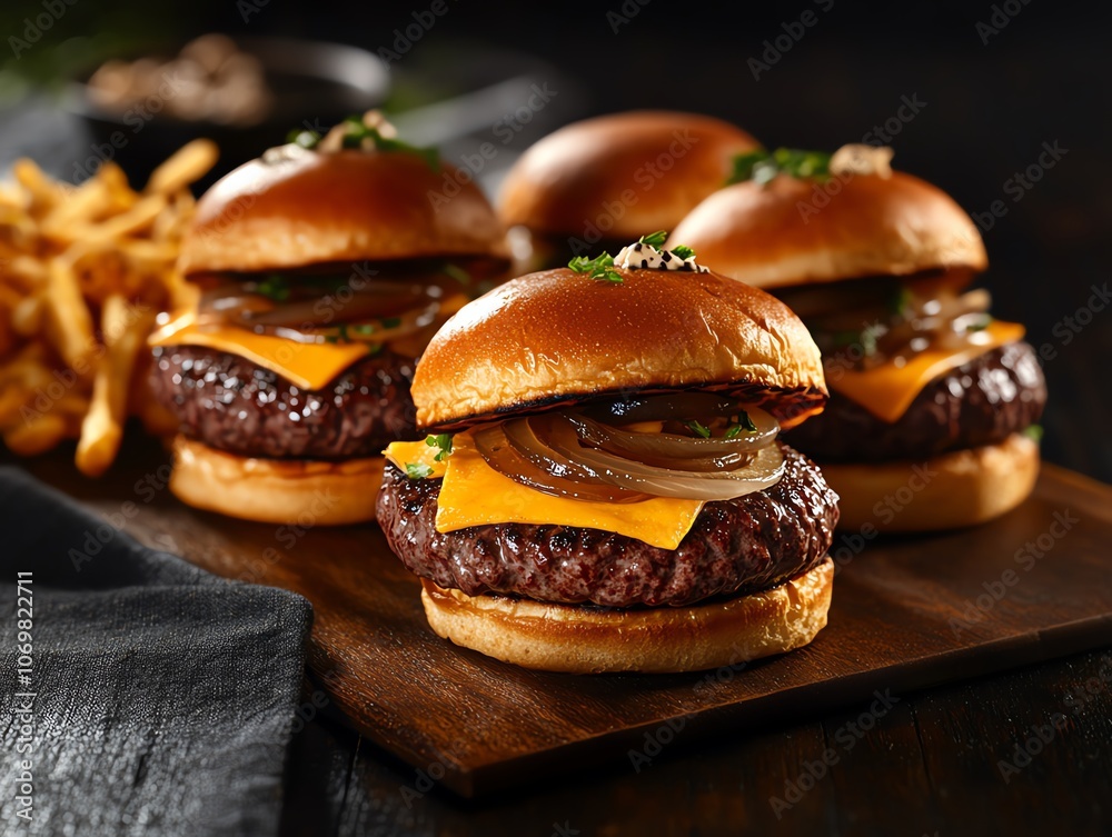 Ultrahyperrealistic wagyu beef sliders Mini sliders made with perfectly marbled wagyu beef patties Ultrahyperrealistic wagyu beef sliders Mini sliders made with perfectly marbled wagyu beef patties