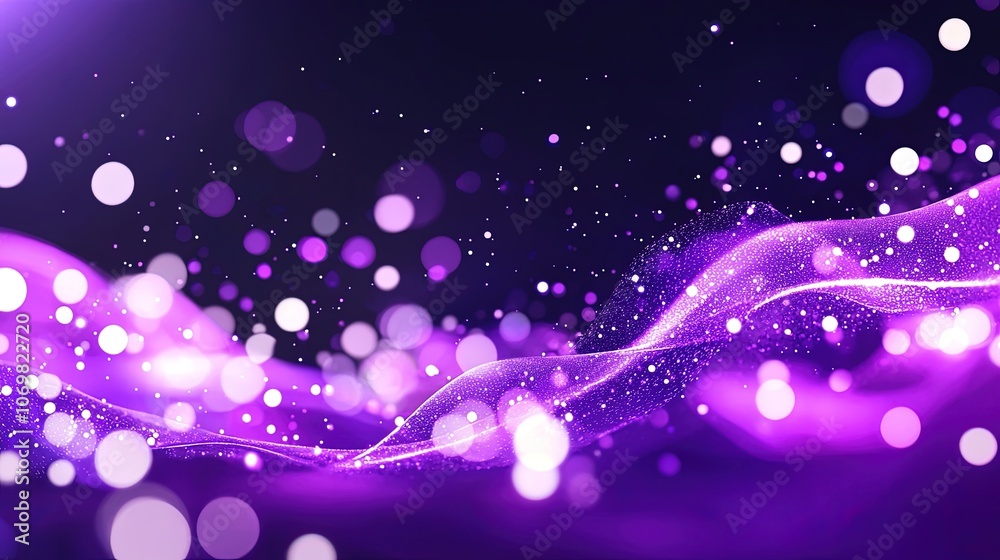 Ethereal Purple Waves with Sparkling Bokeh Lights in Motion Ethereal Purple Waves with Sparkling Bokeh Lights in Motion
