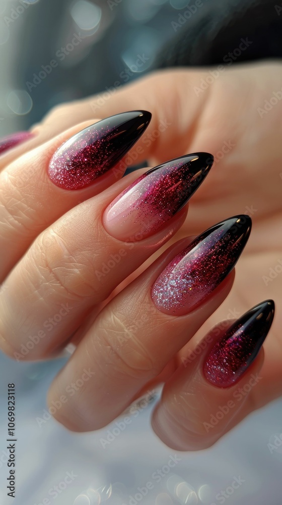 Elegant Gradient Nail Art With Glitter Detail Elegant Gradient Nail Art With Glitter Detail