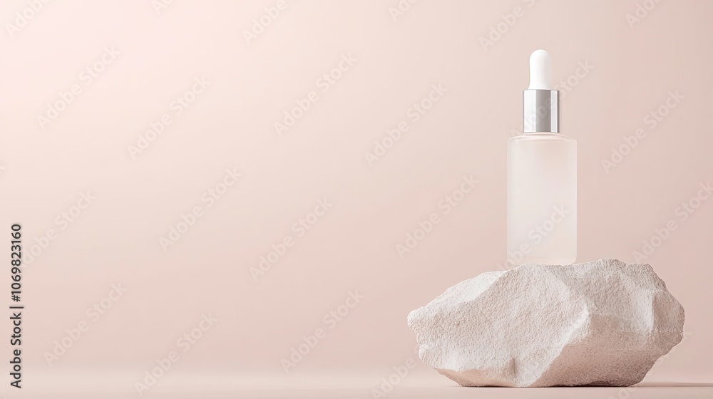 Elegant Serum Bottle Displayed on a Minimalist Stone Base Elegant Serum Bottle Displayed on a Minimalist Stone Base