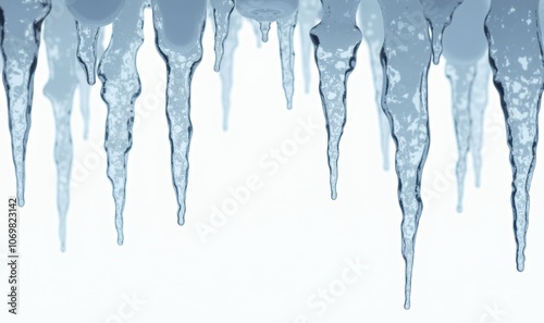 Stunning close-up of icicles hanging from a surface, showcasing the beauty of winter. Perfect for seasonal promotions and nature-related projects.