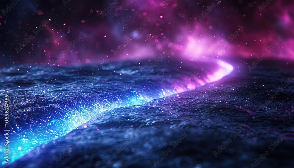 custom made wallpaper toronto digital3d Render, Blue purple light line through dark background