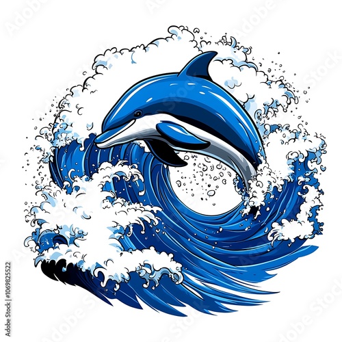 Wallpaper Mural Happy Dolphin Performing a Flip in the Ocean Waves Torontodigital.ca