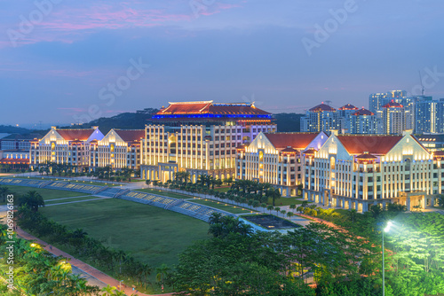 Awesome view of Xiamen University Malaysia (XMUM) at sunset photo