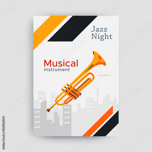 simple trumpet. Vector musical instrument aerophone, trumpet. Usually used to accompany pop and jazz music. The trumpet is played by blowing