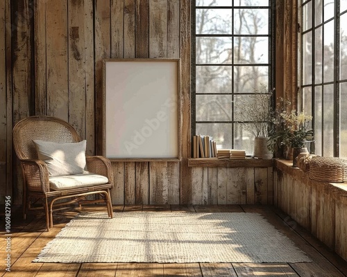 Rustic Living Room Mockup.