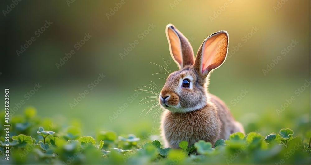 Brown rabbit in a green meadow Brown rabbit in a green meadow