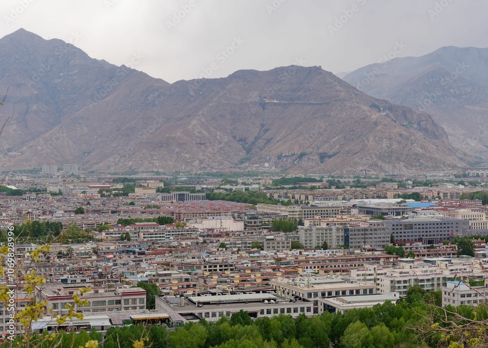 Naklejka premium View of Lhasa capital of the Tibet Autonomous Region in China